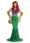 Mermaid Dress Costume for Women | Adult Sea Princess Outfit with Tail Skirt and Starfish Hair Clip X-Large