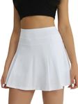 fuinloth Skorts for Women Tennis Skirt Pockets Ladies Golf Activewear Skort Gym Mini Skirts White L