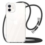 YESPURE Crossbody Case for iPhone 12 Mini,Clear Soft Slim TPU with Adjustable Neck Cord Lanyard Strap Protective Phone Cover Case for iPhone 12 Mini 5.4" - Black