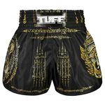 Tuff Sport Muay Thai Boxing Shorts, Retro Styles, Classic Slim Cut, MMA, Kickboxing, Workout Set, Tuf-rms116-blk, X-Large