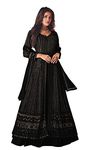 RUDRAPRAYAG Anarkali Georgette and Santoon Gown for Women | Long Anarkali Gown for Women 2023 | Semi-Stitched Gown | Gown in Clothing & Accessories Black