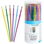 BELLE VOUS 144 Pack Kids Colourful Plastic Paint Brush Set with Case - 18.6cm/7.32 Inches - Children's Starter Art Tool Supplies - Soft Washable Brushes for Watercolour, Acrylic, Oil & Face Painting