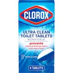 Clorox Automatic Toilet Bowl Cleaner Tablets, Bleach & Blue - Rain Clean - 4 Count
