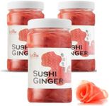 Fusion Select 3 Packs Pink Sushi Ginger - Natural Sliced Gari, Pickled Ginger for Sushi - No MSG, Non-GMO - Spicy, Sour, Sweet & Salty Taste Notes - Side Dish For Sashimi, Sushi Ingredients - 12oz