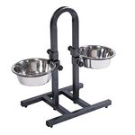 Woofy Stainless Steel Double Diner Food Bowl Stand for Dog Adjustable with 2 Bowls (U Type, Small 1600 ML)