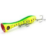 Dr.Fish Topwater Lure Popper Sea Fishing Lures, 20cm Artificial Hardbait GT Popper VMC Treble Hooks Floating Pencil Lure for Seabass, Pike, Perch, Muskie Fishing Plugs Offshore Lures, Chartreuse