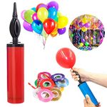 Zyozique Balloon Pump Hand Held, 12" Portable Air Pump,Inflator Air Pump with 6 pcs Multicolour Ribbon for Balloons,Mini Hand Pump for Inflatables(Random Color)