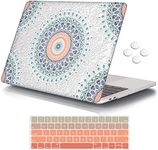 iCasso for MacBook Pro 13 inch Case 2022 2021 2020-2016 Release A2238 M2/M1A2159/A1989/A1706/A1708, Plastic Hard Shell Case with 5 Rows Keyboard Cover for MacBook Pro 13" - Mandala&Lace, Multicolor