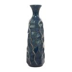 Deco 79 Ceramic Faceted Vase with Gold Accents, 6" x 6" x 21", Blue