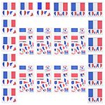 AhfuLife 24 Sheets French Flag Tattoos Stickers for Olympic Decorations 2024, France Temporary Tattoo Set Waterproof Face Tattoos Stickers for Euro Football Championship 2024 Party Decoration