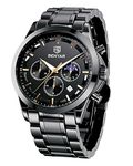 BY BENYAR Men's Analog Quartz Movement Stylish Chronograph Casual Sport Design 30M Waterproof Elegant Stainless Steel Watch, Gift For Men (Black)