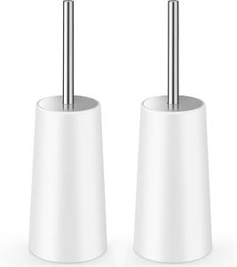 IXO Toilet Brush and Holder, 2 Pack Toilet Brush with 304 Stainless Steel Long Handle, Toilet Bowl Brush for Bathroom Toilet-Ergonomic, Elegant, Durable(Upgraded)