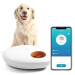 Geeni Smart Pet Feeder for Wet or Dry Food, 5-Meal Automatic Dog and Cat Feeder with Ice Packs, Programmable Timer, Battery Backup, Alexa and Google Home Compatible, White