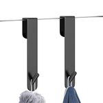 KITHOLD 7 Inch Extended Shower Door Hooks, 2 Pack Towel Hooks with Anti-Skid Rubber Layer for Bathroom Frameless Glass Shower Door, Over The Glass Door Hooks for Robe, Towel, Loofah (Black)