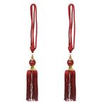 uxcell 2pcs Curtain Tiebacks 26.8 Inch Curtain Holdback Window Braid Rope Tassels Tie Backs Decorative Curtain Holdback Hanger Burgundy