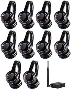 10pcs Bundle Wireless Silent Disco LED Flashing Light Headphones with 1 Transmitter 500m Distance