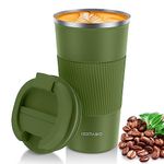 Hestiasko 17 oz Coffee Mug, Double Walled Vacuum Travel Mug, Leakproof Travel Coffee Mug with Lid, 304 Stainless Steel Insulated Coffee Mug for Hot Ice Coffee Cola Milk Tea(510ml, Green)