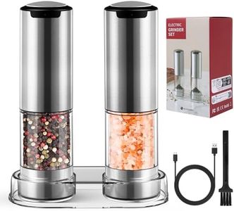 Moulins à Poivre Électriques en Acier Inoxydable Rechargeables avec Lumière LED, Grossièreté Réglable, Grande Capacité 95ml, Moulin à Sel et Poivre Automatique pour Cuisine, Restaurant, Extérieur