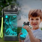 Ammonite Dragon Water Bottle, with 3D Glowing LED Light - BPA Free Tritan - Travel Cup Gift for Back to School Boy Child Holiday Camping Picnic