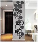 Bikri Kendra - Big Round Ring 12 Circle 12 Black - 3D Acrylic Decorative Framed Mirror Wall Mount Stickers With Glass Frame