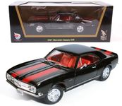 LUCKY DIE CAST 1967 Chevy Camaro Z28 1:18 Scale Diecast Model Premium Alloy Sports Cars with Display Case, Working Steering, Best Gift for Men, Dad & Kids 14+ Years Collector's (Black)