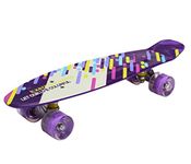 IRIS Complete Cruiser Skateboard with Colourful Light Up Wheels for Boy and Girl with Super Smooth PU Wheels, High Speed Bearing (Purple, 57 X 15 cm)