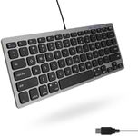 Macally Small USB Wired Keyboard for Mac and Windows - 78 Scissor Keys, 13 Shortcut Compatible Apple Keyboard - Mini Compact USB Computer Keyboard That Saves Space and Looks Great - Space Grey