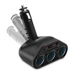 Rocketek 3 Socket Cigarette Lighter Splitter with 2 QC3.0 Car Charger Adapter, 12V Splitter 120W 12V/24V DC Outlet Car Lighter Adapter for iPhone iPad Cell Phone Tablet GPS/All Car Devices