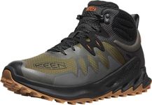 KEEN Men's Zionic Mid Height Waterproof All Terrain Hiking Boots, Dark Olive/Scarlet Ibis, 11