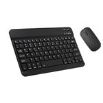 MKAEYYO Wireless Keyboard and Mouse Set - Ultra Slim Bluetooth Keyboard and Mouse, Portable Rechargeable Mouse and Keyboard for iPad iPhone Smartphone Windows Multi-Devices (10 inch Black)