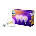 Philips Ultra Definition LED 60W Globe MedBase Soft White Warm Glow Glass Clear 3-Pack LED Light Bulb