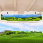 Golf Cart Rear View Mirror 180 Degree Panoramic Mirror (Black+White)