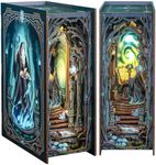 Cutefun Book Nook Kit, DIY Miniature Dollhouse Kit for Adults and Teens, 3D Wooden Puzzle Bookends, Bookshelf Insert Decor w/LED Light Dust Cover, Christmas Birthday Gifts (The Gate of Wonderland)