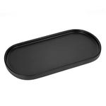 Emibele Bathroom Tray, Resin Oval Vanity Tray Countertop Organizer Toilet Tank Kitchen Tray Decorative Jewelry Storage Tray for Perfume Candles Soap Towel Small Plant Home Decor, M, Matte Black