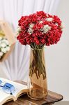 SATYAM KRAFT 1 Bunch Artificial Dahlia Fake Flowers for Diwali,Home,Tulips Artificial Flower,Office, Bedroom, Balcony Decoration Items,Deepawali(Without Vase Pot)(Fabric)(Red)