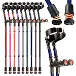 Flexyfoot Shock Absorbing Comfy Grip Double Adjustable Crutches - Improves Safety, Improves Grip, Reduces Shocks & Jarring – Pair - Blue