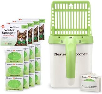 Neater Pets Neater Scooper Standard Size, 195 Refill Bags – Mess-Free Cat Litter Scooper with Bag, Spill-Proof Kitty Litter Scoop with Bin/Scoop Holder