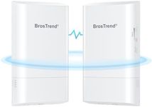BrosTrend WiFi Bridge 5GHz 867Mbps, Point to Point Wireless Bridge, 1km Long Range Outdoor CPE for PTP/PTMP, Plug and Play, IP65, Ethernet Bridge w/Passive PoE Adapter, for Farm, Building etc, 2-Pack