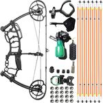 wolfman Archery Compound Bow Set 40-65Lbs Adjustable 320/420FPS Catapult Steel Ball Dual-use Hunting Bow Adult 6061 Aluminum Alloy Fishing Bow and Arrow Set (E)