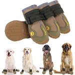 EXPAWLORER Anti-Slip Dog Shoes - 4PCS Waterproof Dog Boots with Reflective Straps for Outdoor Hiking, Dog Paw Protectors for Hot Pavement Winter Snow, Non Slip Dog Booties for Small Medium Large Dogs