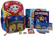 Fast Forward Kid's Licensed 16" Backpack with Lunch Box Set - 13 Piece Bundle with Variety School Supplies Including Pencil Case, Notebook, Folders and More (Paw patrol-Blue)