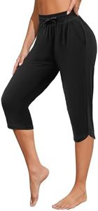 ATTRACO Swim Capris Long Swim Shorts for Women Swimming Shorts for Women's Swim Pants with Drawstring Black Small