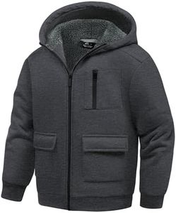 JACKETOWN Unisex Girls Boys Zip Up Hoodie Kids Fleece Jacket Sherpa Lined Sweatshirts Spring Fall Winter Coat Kids Casual Outerwear Iron Grey 8-9 Years