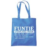 HotScamp Funtie Fun Auntie - Tote Shopping Bag - Aunt Aunty Funny One size cornflower blue