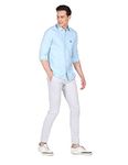 U.S. POLO ASSN. Mens Solid Oxford Full Sleeve Regular Fit Shirts (Usshtr0021_Lt. Blue_L)