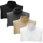 Fake Turtleneck Dickey Detachable Collars Set Half Top Mock Blouse Collar for Women Men, Khaki, Dark Gray, White, Black, One Size