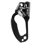 NewDoar Left Hand Ascender Rock Climbing Tree Arborist Rappelling Gear Equipment CE Certified Rope Clamp for 8~12MM Rope(Left Hand Black)