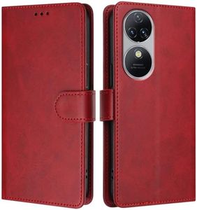 Compatible with ZTE Blade V40s 4G PU Leather Phone Cover,Compatible with ZTE Blade V40s 4G Card Slots Flip Stand Wallet Case Red