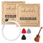 2 Sets Nylon Ukulele Strings with 4 Felt Picks White Replacement Ukulele Strings Universal Classical Ukulele Musical Instrument Accessories for Soprano and Concert Ukes