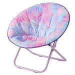 Urban Lifestyle Faux Fur Foldable Saucer Chair, Rainbow